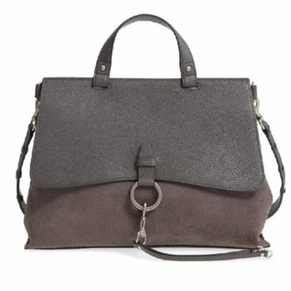 Rebecca Minkoff Medium Keith Leather & Suede Satchel Grey